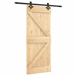 vidaXL Klizna vrata 85 x 210 cm Čvrsta borovina (neobrađena)
