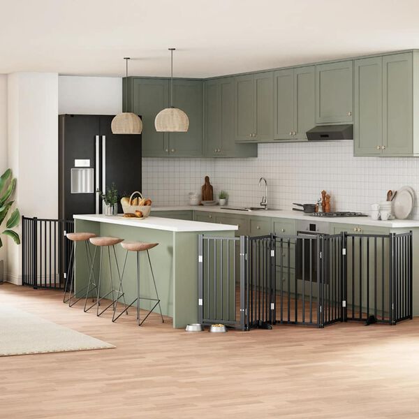 vidaXL Vrata za pse s vrata&scaron;cima 9 panela sklopiva 450 cm drvo topole