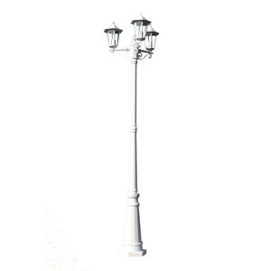 Vrtna stupna svjetiljka 3-lanterne 215 cm bijela