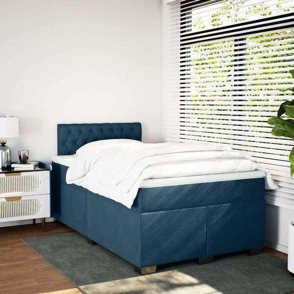 vidaXL Box spring krevet s madracem tamnoplavi 120 x 200 cm bar&scaron;unasti