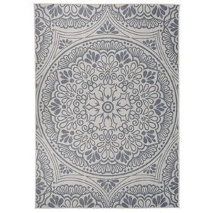vidaXL Vanjski tepih ravnog tkanja 140 x 200 cm plavi s uzorkom