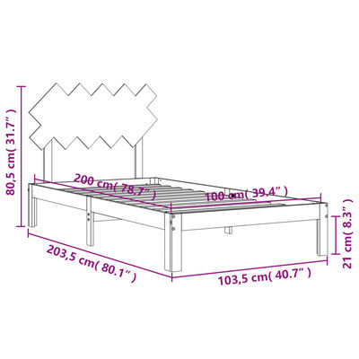 vidaXL Okvir za krevet s uzglavljem boja meda 100 x 200 cm od borovine