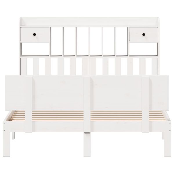 vidaXL Krevet s regalom z knjige bez madraca bijeli 150x200cm borovina