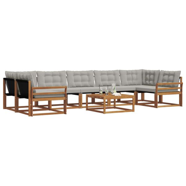 vidaXL Set vanjskih sofa s jastukom 8 pcs Prirodna i svijetlo siva