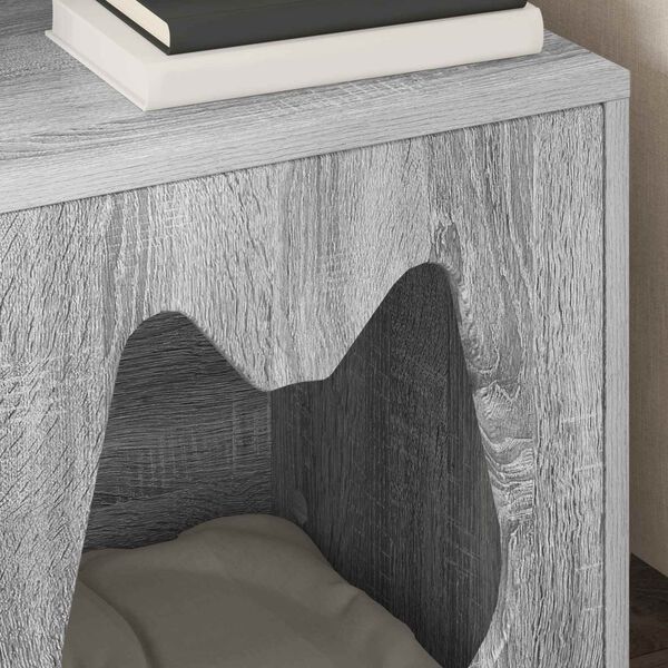 vidaXL Mačja Kuća Siva Sonoma 42,5 x 40 x 53,5 cm Konstruirano drvo