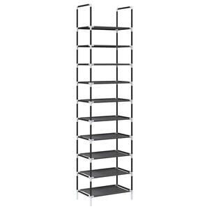 vidaXL Stalak za cipele 10 razina crni 44x28x180 cm netkana tkanina