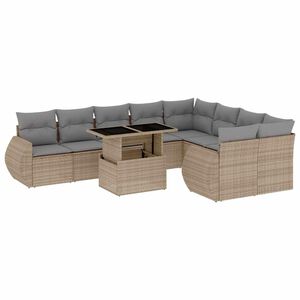 vidaXL 10-dijelni set vrtnih sofa s jastucima bež od poliratana