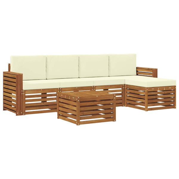 vidaXL Setovi sofa 6 pcs Prirodna i krem Čvrsto drvo akacije