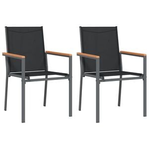 vidaXL Vrtne stolice 2 kom crne 55 x 61,5 x 90 cm tekstilen i čelik