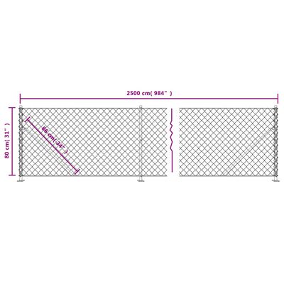 vidaXL Žičana ograda s prirubnicom antracit 0,8 x 25 m