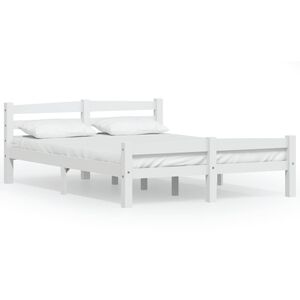 vidaXL Okvir za krevet od masivne borovine bijeli 120 x 200 cm
