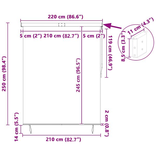 vidaXL Rolo zavjesa sa zavjesama Bijela i narančasta 200 x 250 cm
