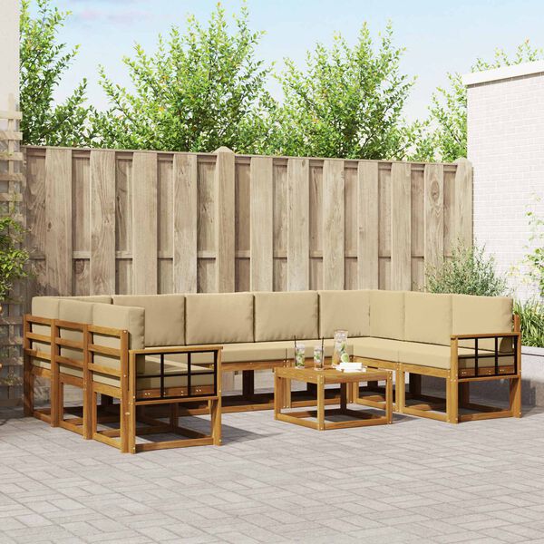 vidaXL Set vanjskih sofa s jastukom 10 pcs Prirodna i bež