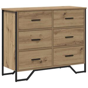 vidaXL Komoda 6-Ladica Umjetnički hrast 91 x 35,5 x 74,5 cm