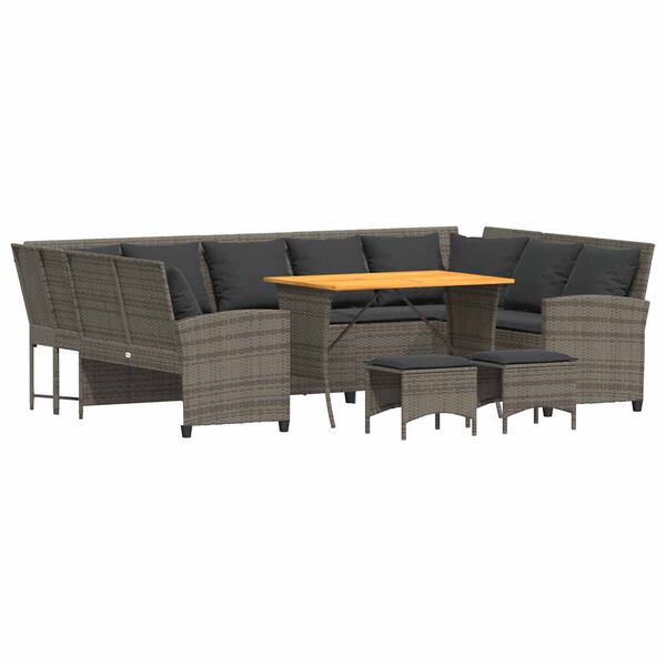 vidaXL 4-dijelni set vrtnih sofa od poliratana s jastucima sivi