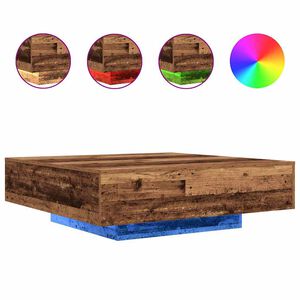 vidaXL Stolić za kavu s LED trakama Staro drvo 100 x 100 x 31 cm