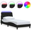 vidaXL Okvir kreveta s LED-om bez madraca crni 90x200cm od tkanine