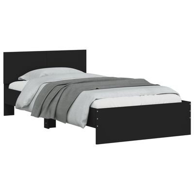 vidaXL Okvir kreveta s uzglavljem i LED svjetlima crni 100 x 200 cm