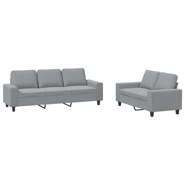 vidaXL 2-dijelni set sofa svjetlosivi od tkanine