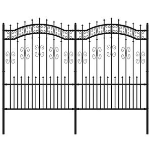 vidaXL Vrtna ograda s vrhom koplja crna 240x150 cm čelik s praškastim premazom