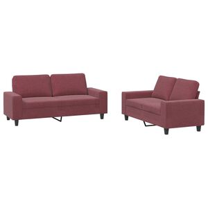vidaXL 2-dijelni set sofa crvena boja vina od tkanine
