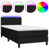 vidaXL Krevet box spring s madracem LED crni 100x200 cm od tkanine