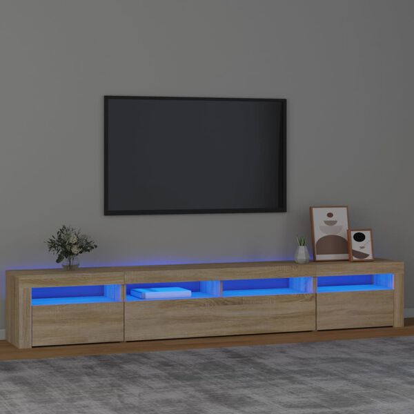 vidaXL TV ormarić s LED svjetlima boja hrasta sonome 240x35x40 cm