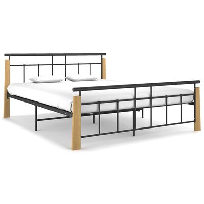 vidaXL Okvir za krevet od metala i masivne hrastovine 160 x 200 cm