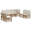 vidaXL Set vanjskih sofa s jastukom 8 pcs Prirodna Poliester