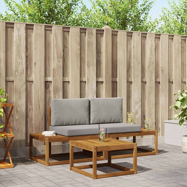 vidaXL Set vanjskih sofa s jastukom 3 pcs Prirodna