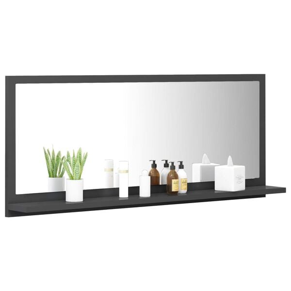 vidaXL Kupaonsko ogledalo sivo 90 x 10,5 x 37 cm od konstruiranog drva