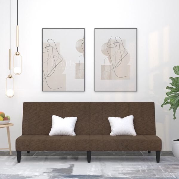 vidaXL Dvosjed na razvlačenje od mikrovlakana smeđi