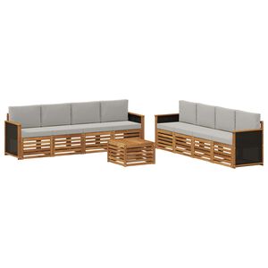 vidaXL Set vanjskih sofa 9 kom. Prirodna i svjetlosiva