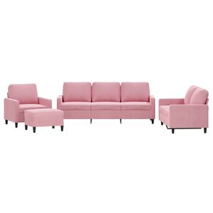 vidaXL 4-dijelni set sofa s jastucima ružičasti bar&scaron;unasti