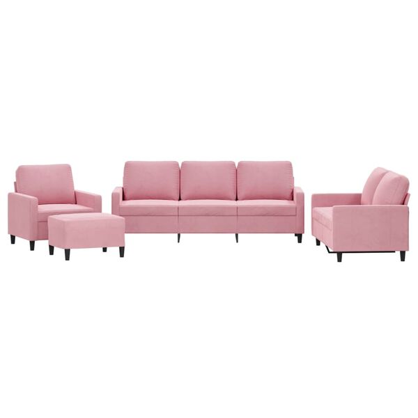 vidaXL 4-dijelni set sofa s jastucima ružičasti bar&scaron;unasti