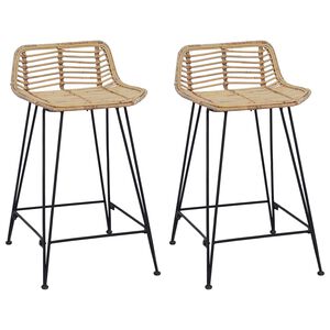 vidaXL Barska stolica 2 kom. Prirodna 44 x 45 x 76 cm Ratan i Čelik
