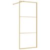vidaXL Stijenka za walk-in tu&scaron; sa staklom ESG zlatna 90 x 195 cm