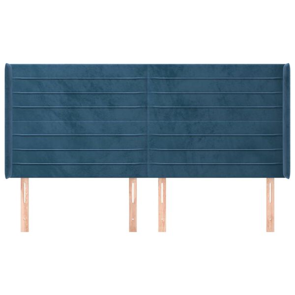 vidaXL Uzglavlje s u&scaron;ima tamnoplavo 183x16x118/128 cm bar&scaron;unasto