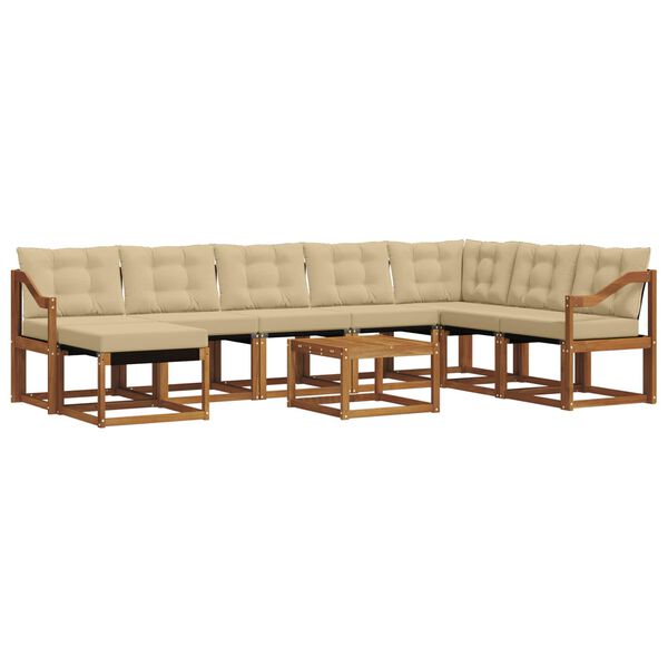 vidaXL Set vanjskih sofa s jastukom 9 pcs Prirodna i bež