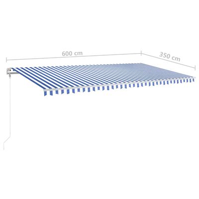 vidaXL Tenda na ručno uvlačenje sa stupovima 6 x 3,5 m plavo-bijela