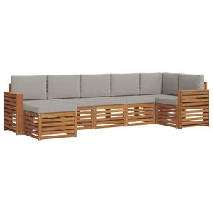 vidaXL Set vanjskih sofa 7 kom. Prirodna i svijetlo siva