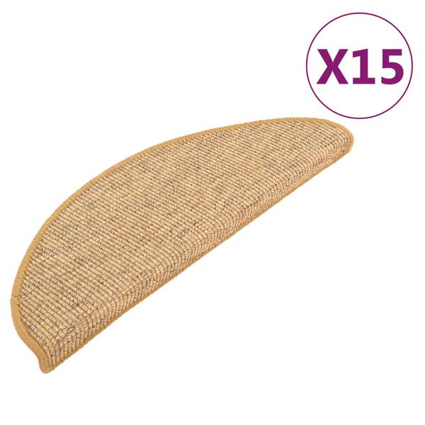vidaXL Prostirke za stepenice 15 kom 65x21x4 cm sisal poluokrugle velike