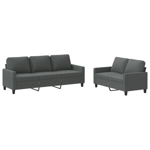 vidaXL 2-dijelni set sofa s jastucima tamnosivi od tkanine