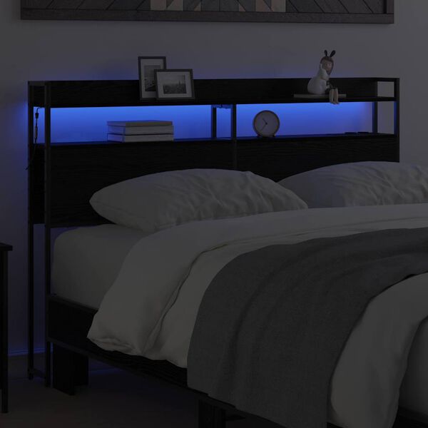 vidaXL Skladi&scaron;no uzglavlje Crni hrast 135 cm Konstruirano drvo