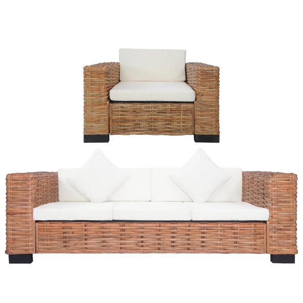 vidaXL 2-dijelni set sofa od prirodnog ratana s jastucima
