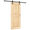 vidaXL Klizna vrata Prirodna i crna 85 x 210 cm Čvrsta borovina