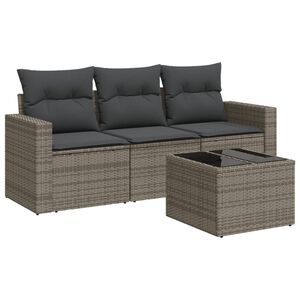 vidaXL 4-dijelni set vrtnih sofa od poliratana s jastucima sivi