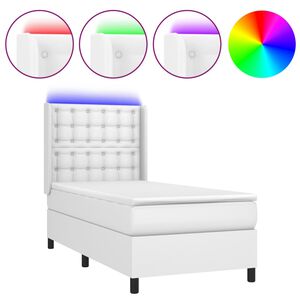 vidaXL Krevet box spring s madracem LED bijeli 80x200 cm umjetna koža
