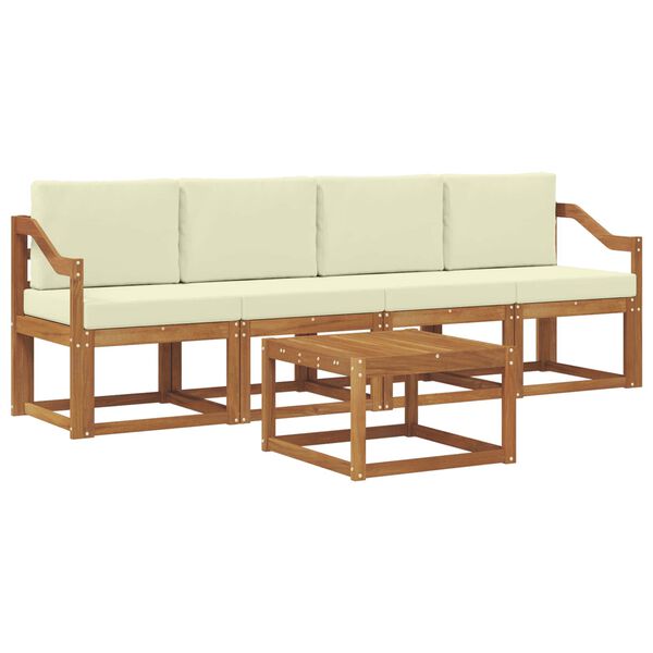 vidaXL Set vanjskih sofa s jastukom 5 pcs Prirodna i krem