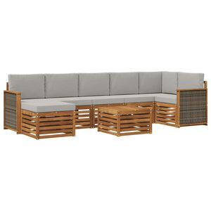 vidaXL Set vanjskih sofa s jastukom 7 pcs Prirodna i svjetlosiva